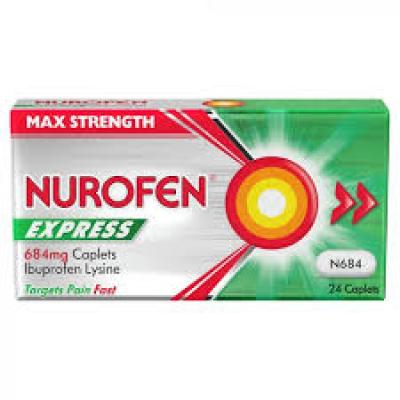 Pain Relief, Nurofen Express max strength 684mg 24 caplets